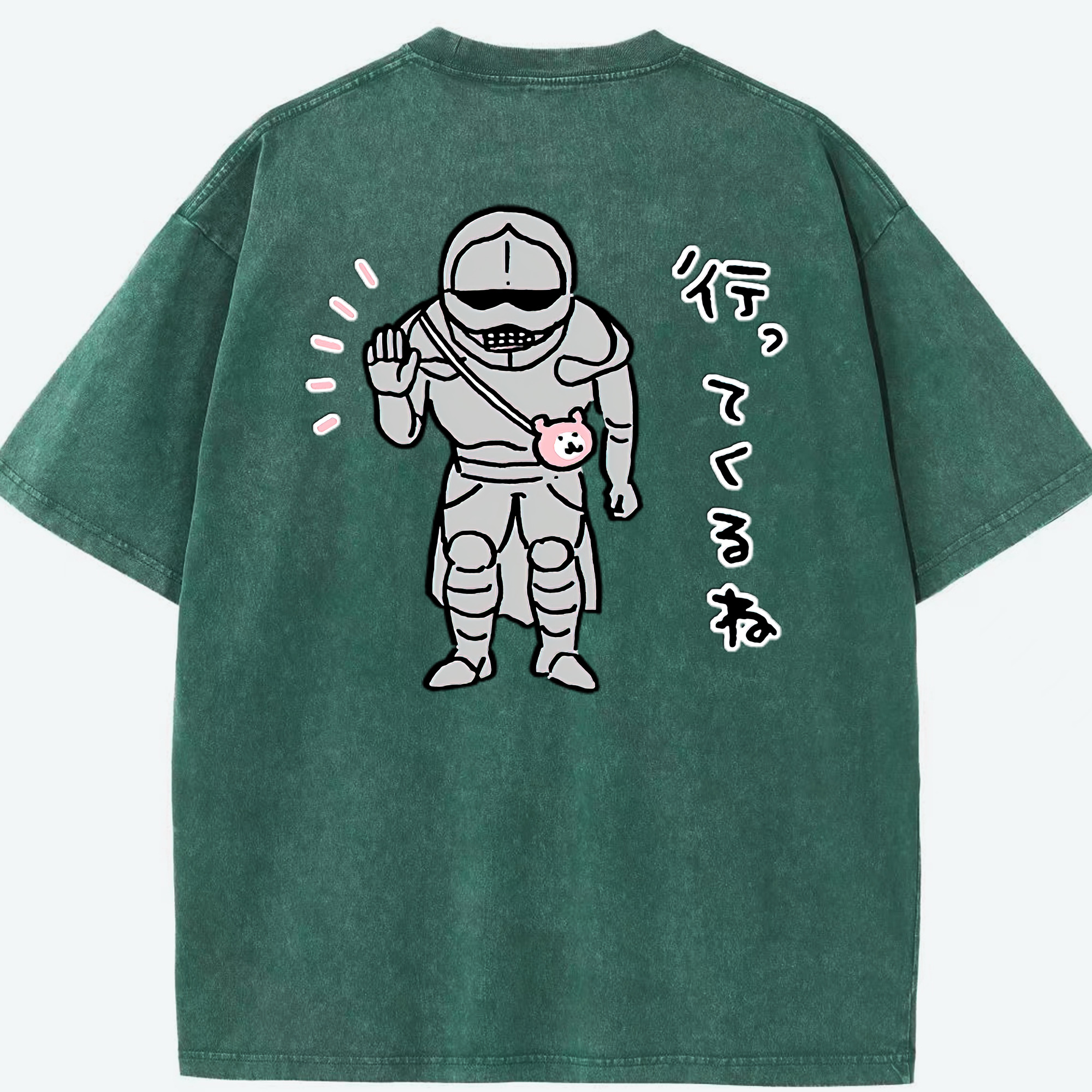 （画像用） ちいかわ 労働の鎧さん Chii-kawa Mr. Armor of Labor 綿100% ヴィンテージ風 半袖Tシャツ（背面プリント）